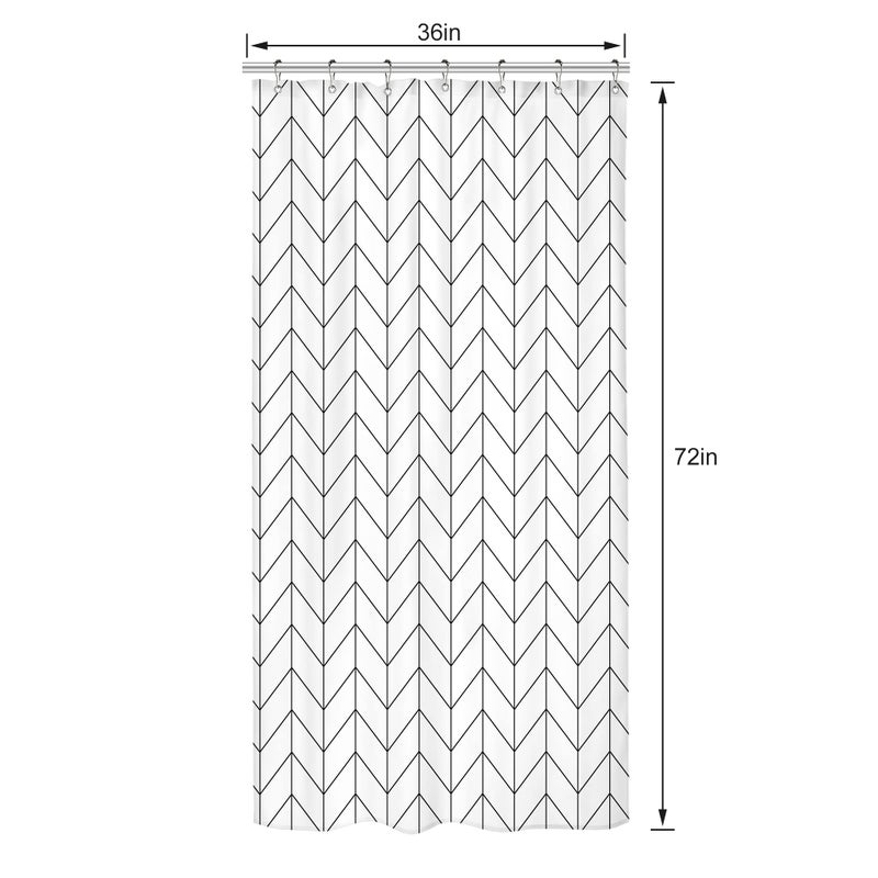 Riyidecor Small Stall 36Wx72H Inch Shower Curtain,Narrow RV Walkin Black White Herringbone Modern Bathroom Curtains,Half Stand Up Zig Zag Chevron Camper Bathroom Accessories Waterproof Fabric 7 Hooks - Image 2